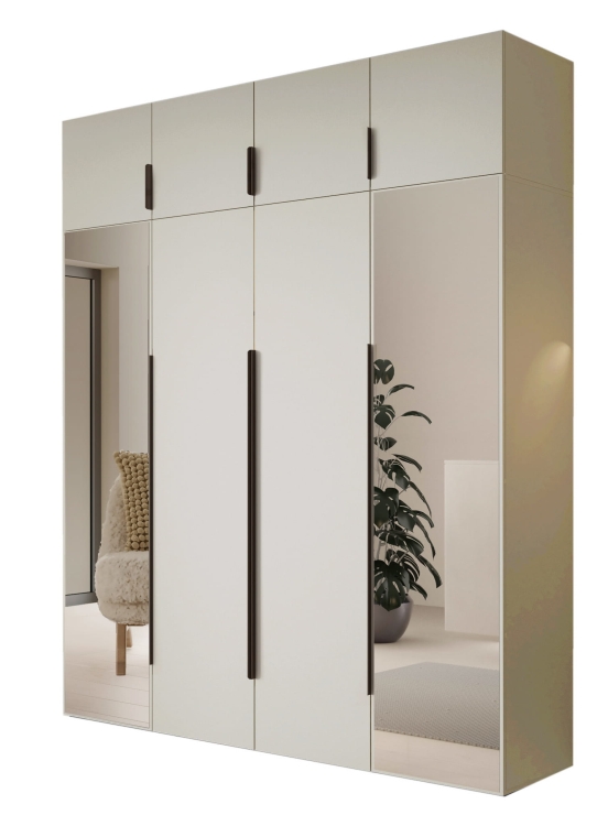 Kaszmirowa szafa wysoka z lustrem czterodrzwiowa z nadstawką STELLO