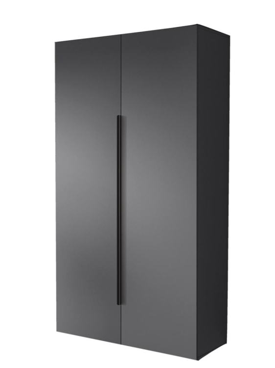 Grafitowa szafa wysoka z dwoma uchylnymi drzwiami STELLO