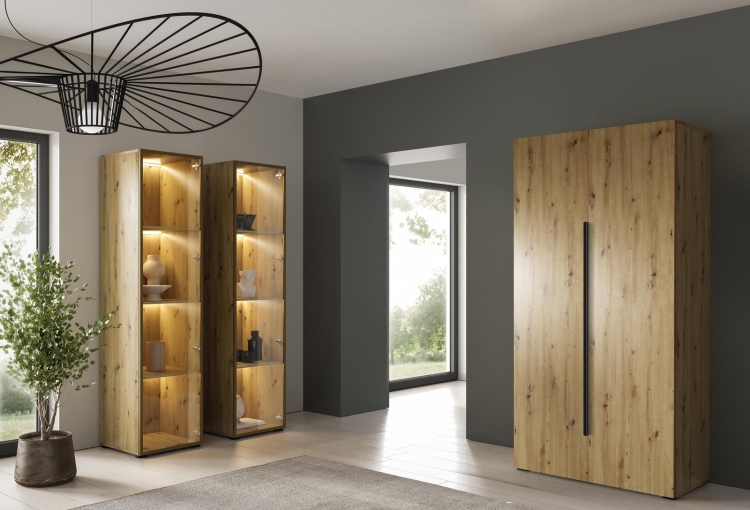 Elegancka szafa do sypialni dwudrzwiowa dąb artisan gładkie fronty STELLO