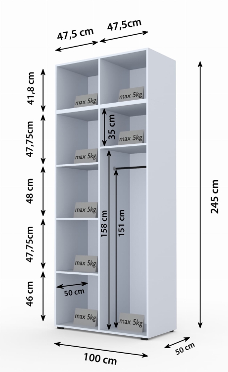 Szafa dwudrzwiowa do sypialni dąb artisan z nadstawką STELLO
