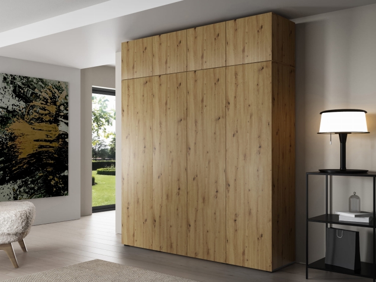 Nowoczesna szafa dąb artisan czterodrzwiowa bez uchwytów STELLO