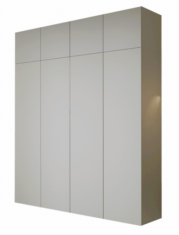 Wysoka szafa uchylna kaszmirowa z nadstawką bez uchwytów STELLO