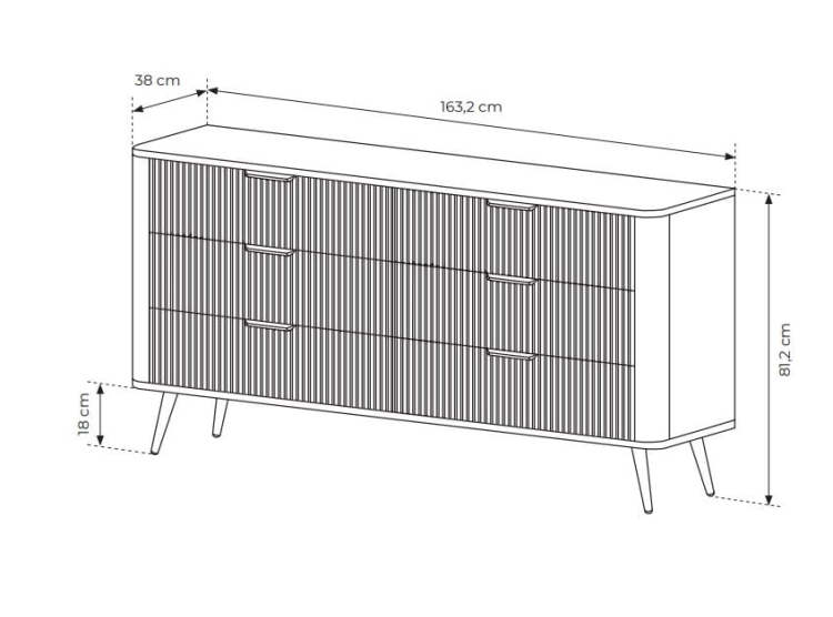 Zaokrąglona pojemna komoda biała z szufladami BELLO