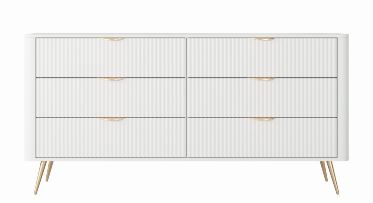 Zaokrąglona pojemna komoda biała z szufladami BELLO