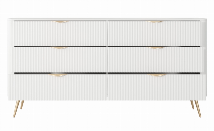 Zaokrąglona pojemna komoda biała z szufladami BELLO