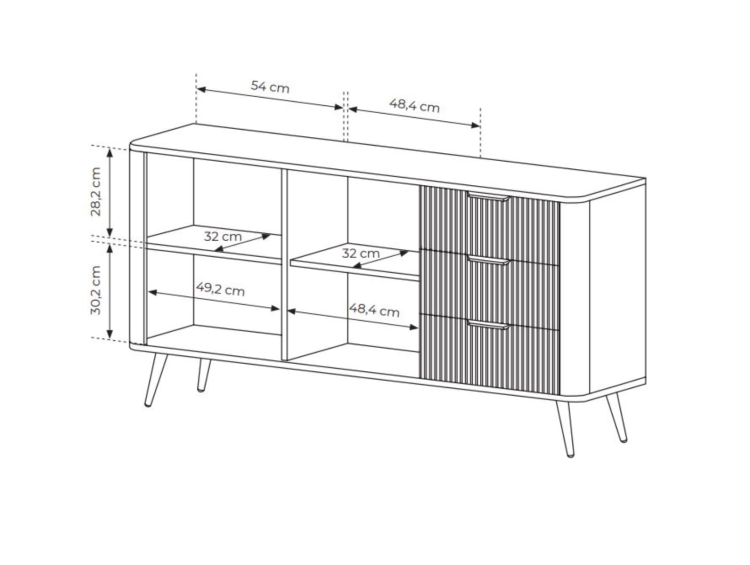 Pojemna ryflowana komoda biała z szufladami BELLO