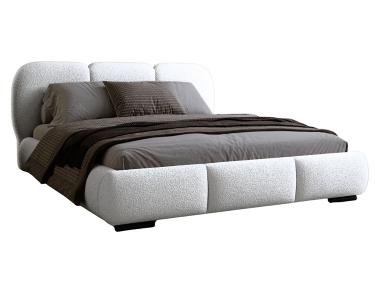Designerskie łóżko tapicerowane w białym kolorze COSE