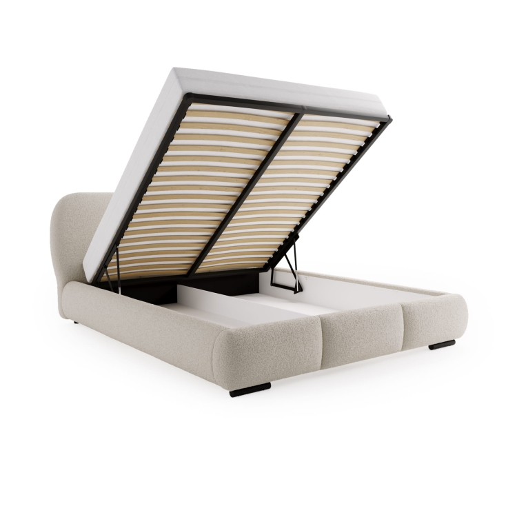 Designerskie łóżko o zaokrąglonym kształcie miedziana tkanina boucle COSE