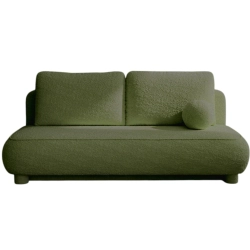 Oliwkowa sofa o zaokrąglonym kształcie tkanina boucle  COMFY