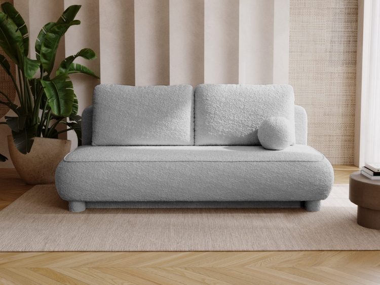 Dwuosobowa szara kanapa tkanina boucle bez podłokietników COMFY