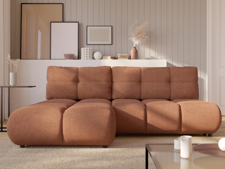 Narożnik bubble miedziany tkanina baranek do małego salonu VETTO