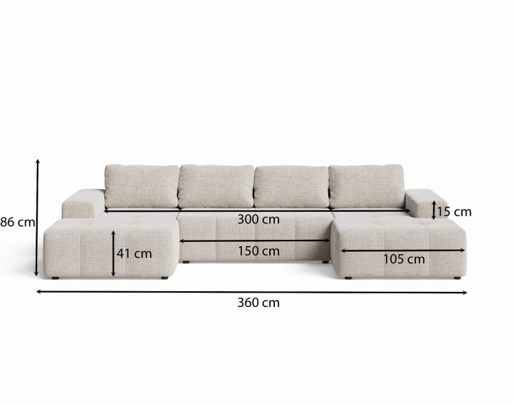 Modny narożnik o zaokrąglonym kształcie w stylu japandi LARS