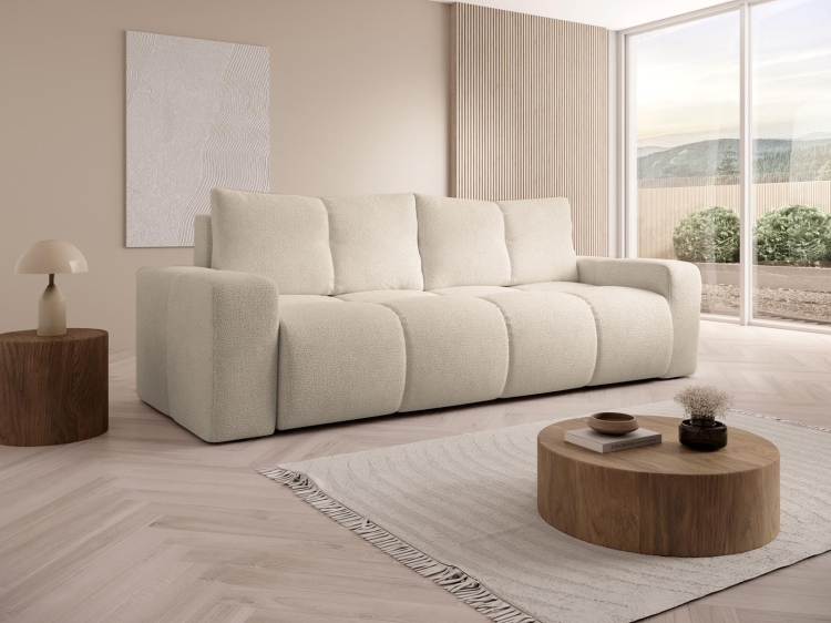 Designerska sofa typu bubble beżowa 259 cm rozkładana STYLO