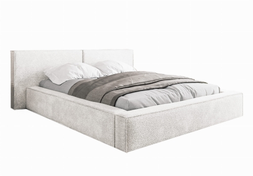 Designerskie łóżko tapicerowane tkanina boucle białe HEVE