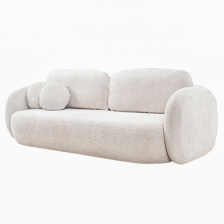 Designerska sofa w tkaninie bouclé biała rozkładana OLIS