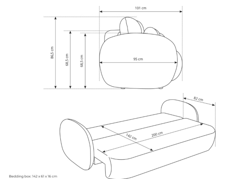 Sofa w jasnym odcieniu beżu 3-osobowa z funkcją spania OLIS