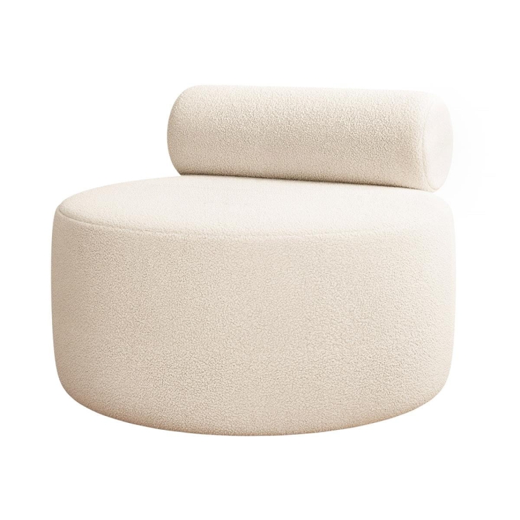 Modny kremowy fotel okrągły w minimalistycznym stylu CLAUS