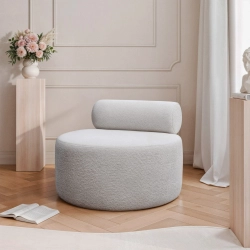 Designerski fotel okrągły bez podłokietników szary CLAUS 