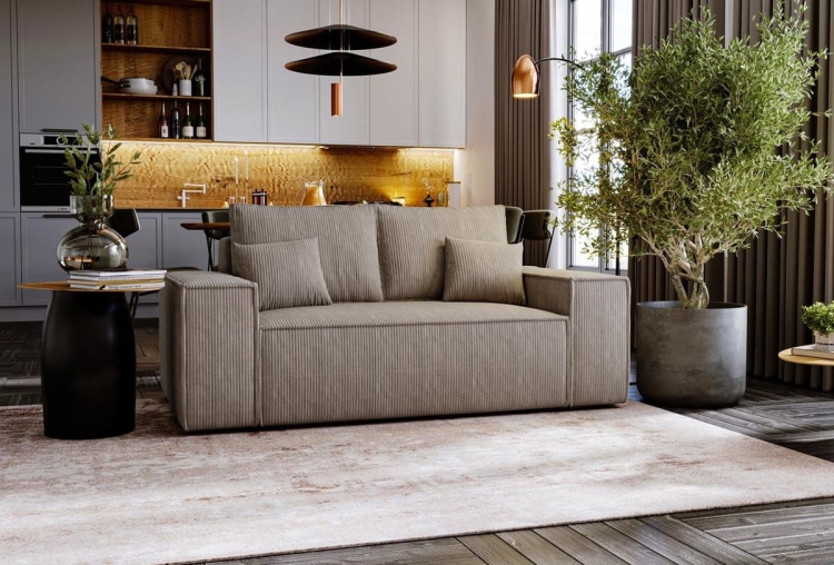 Mała sofa 2-osobowa z funkcją spania BEŻOWA MALO