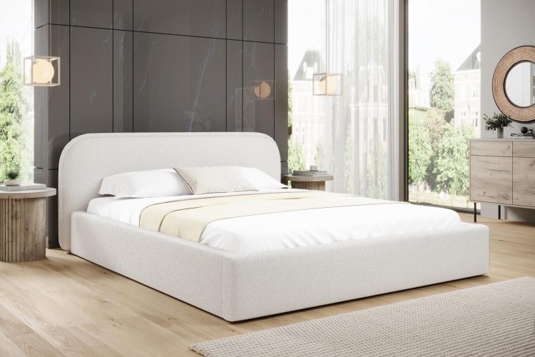 Eleganckie białe łóżko w minimalistycznym stylu RONDIS