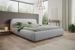Designerskie łóżko tapicerowane szare do minimalistycznej sypialni ALBA