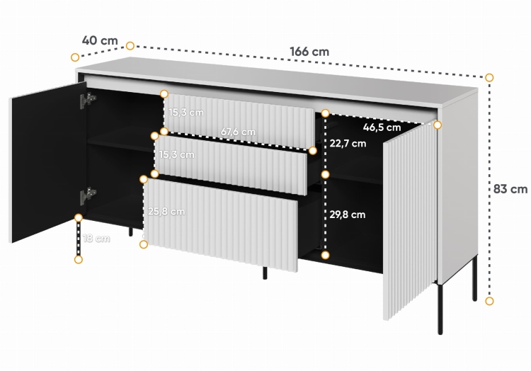 Ryflowana komoda w nowoczesnym stylu dąb artisan FLORES