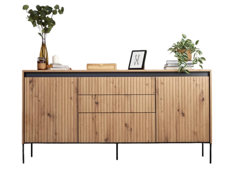 Ryflowana komoda w nowoczesnym stylu dąb artisan FLORES