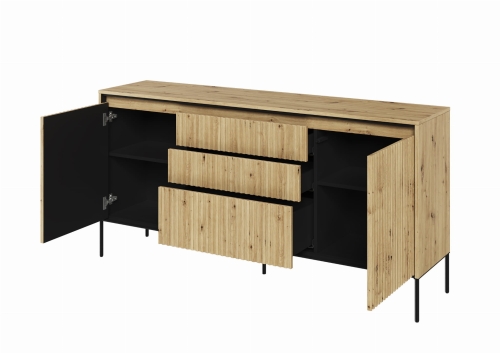 Ryflowana komoda w nowoczesnym stylu dąb artisan FLORES