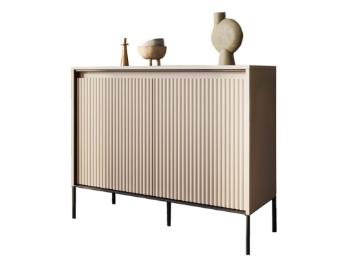 Mała komoda beżowa do sypialni z ryflowaniem FLORES