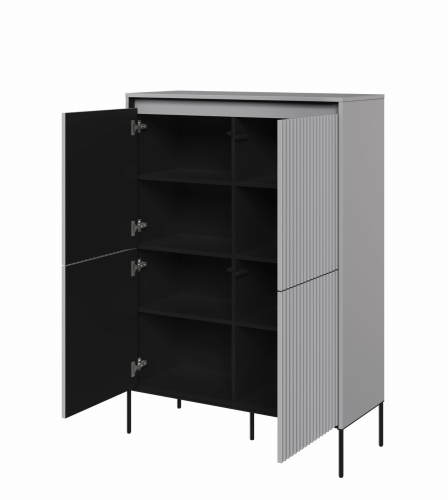 Nowoczesna komoda szara na wysokich czarnych nóżkach FLORES