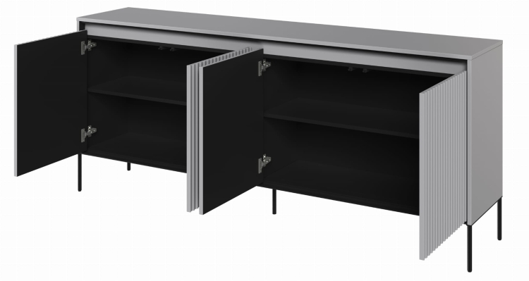 Pojemna 4-drzwiowa komoda szara do nowoczesnego salonu FLORES