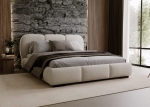 Nowoczesne łóżko tapicerowane tkanina boucle jasny beż COSE