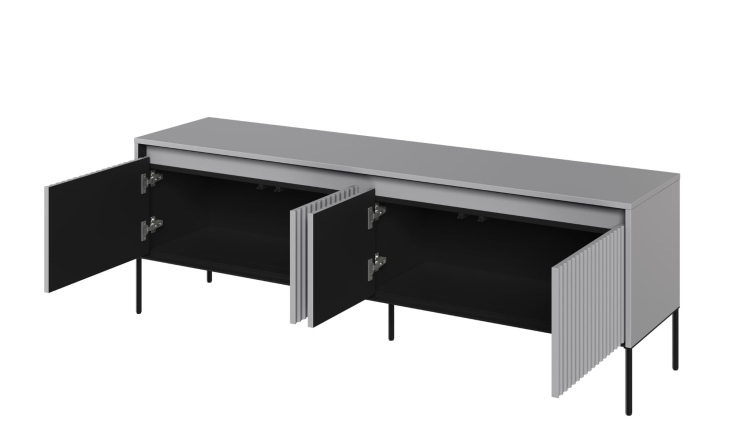 Nowoczesna ryflowana szafka RTV na metalowych nogach FLORES