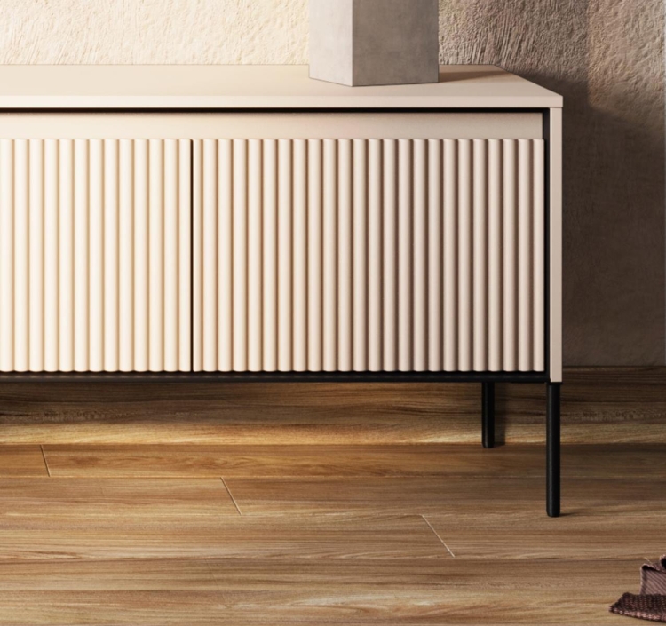 Stolik pod telewizor dąb artisan loftowy z ryflowanym frontem FLORES