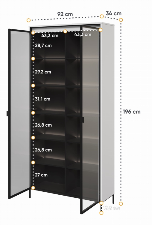 Przeszklona nowoczesna witryna z oświetleniem LED do salonu FLORES