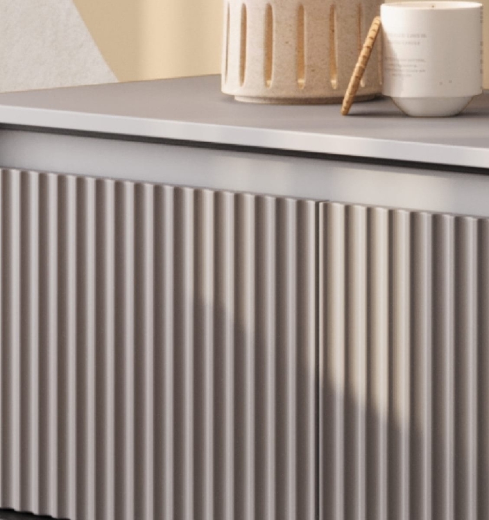 Nowoczesna szafka nocna szara na wysokich metalowych nogach FLORES