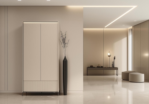 Elegancka dwudrzwiowa szafa z szufladą ryflowana LED FLORES