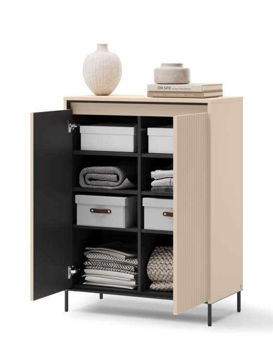 Nowoczesna komoda z ryflowanym frontem do przedpokoju FLORES