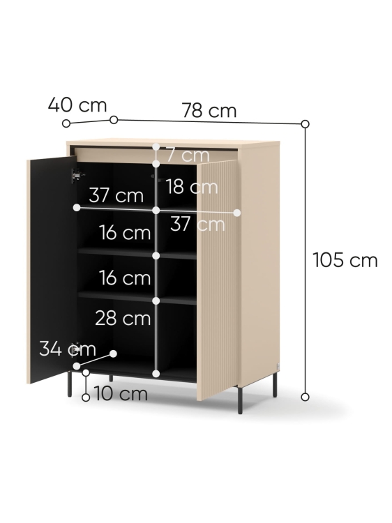 Nowoczesna komoda z ryflowanym frontem do przedpokoju FLORES