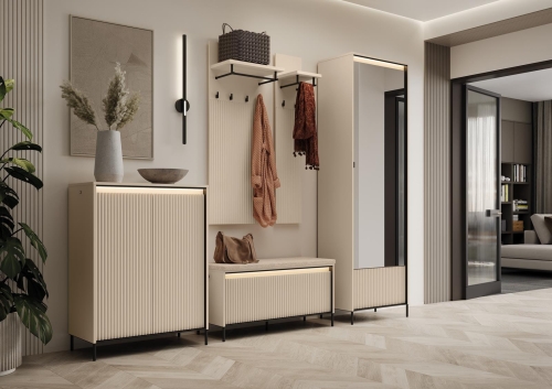 Nowoczesna komoda z ryflowanym frontem do przedpokoju FLORES