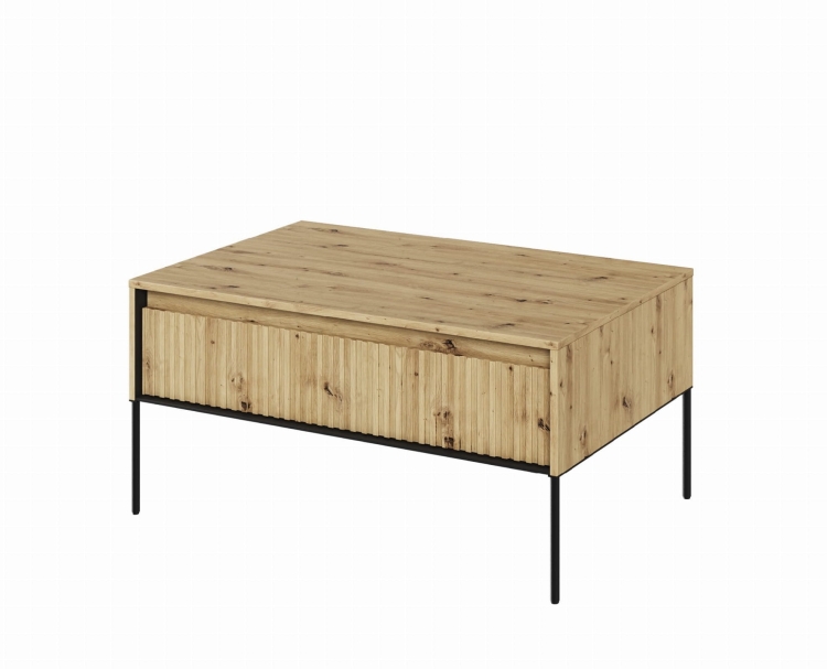 Ryflowany stolik kawowy do salonu w kolorze dąb artisan FLORES