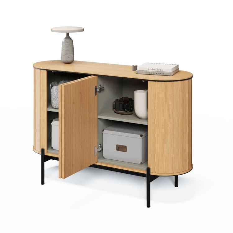 Kompaktowa komoda dąb vincenza o zaokrąglonych kształtach do salonu RATTAS