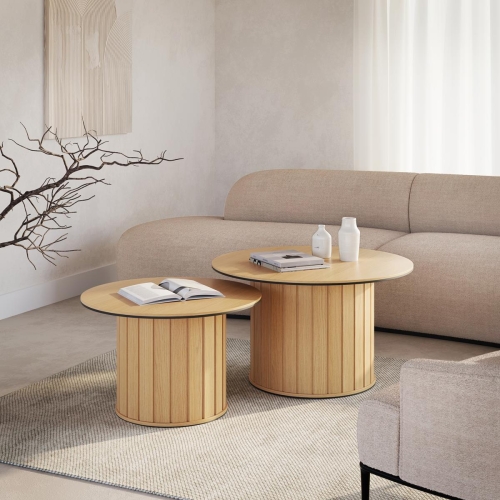 Okrągły stolik kawowy do salonu 80 cm w kolorze dąb vincenza RATTAS