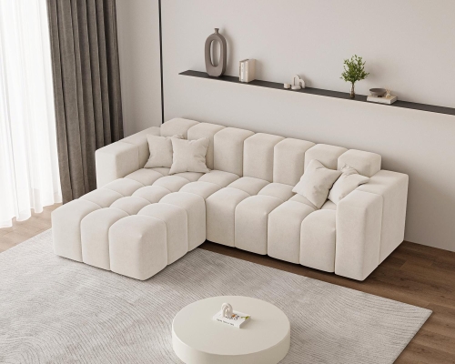 Narożnik bubble tapicerowany tkaniną komodo OMBO KREMOWY