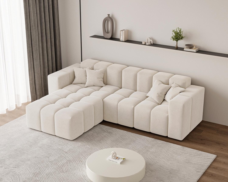 Narożnik bubble tapicerowany tkaniną komodo OMBO KREMOWY