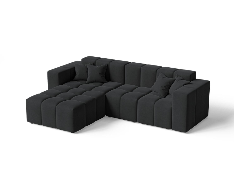 Czarny elegancki narożnik do salonu typu bubble OMBO