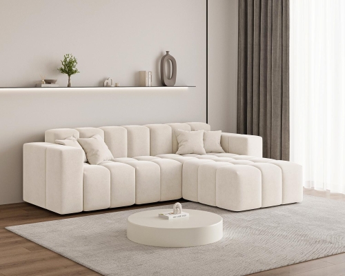 Kremowy tapicerowany narożnik do modnego salonu OMBO