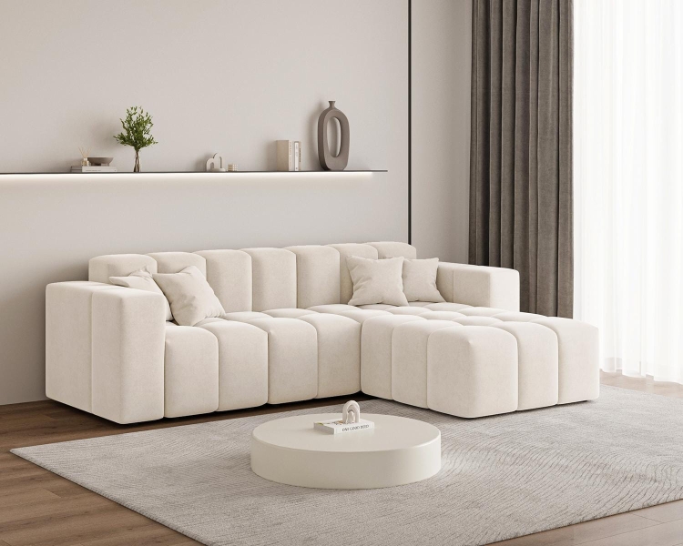 Kremowy tapicerowany narożnik do modnego salonu OMBO