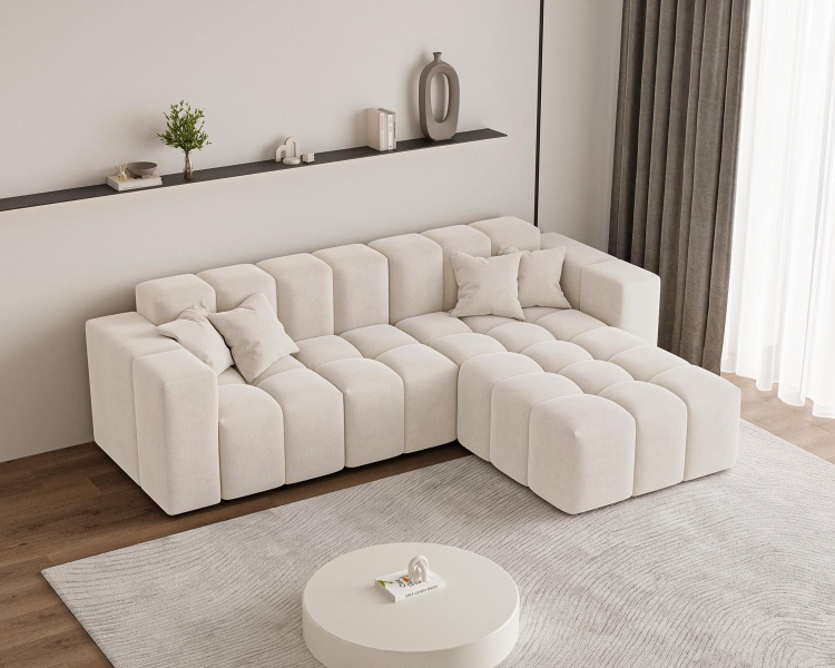 Kremowy tapicerowany narożnik do modnego salonu OMBO