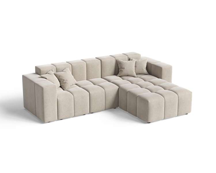 Narożnik tapicerowany w odcieniu beżu do salonu OMBO